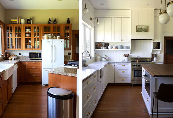 قبل و بعد بازسازی آشپزخانه