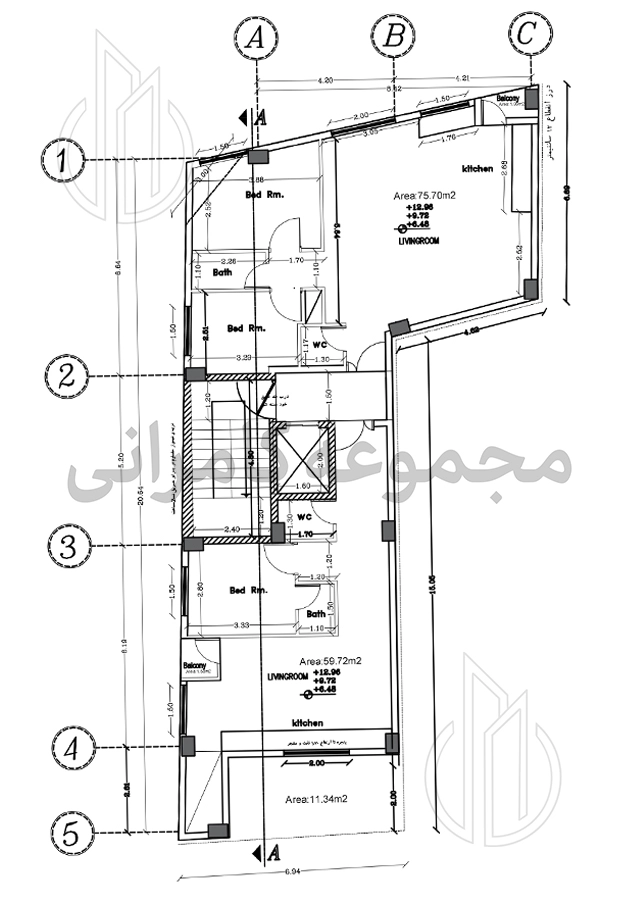 پلان ستون گذاری معماری